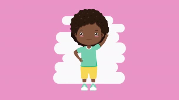 Afro niña personaje cómico — Vídeos de Stock