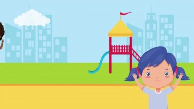 Parktaki ırklar arası çocuklar.