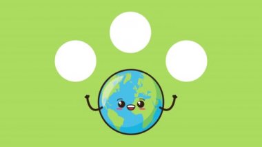 Dünya karakteriyle çevre dostu animasyon ve simgeler