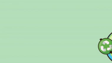 Dünya karakteri ve geri dönüşüm sembolüyle çevre dostu animasyon