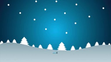 Mutlu Noel animasyonları. Kar manzaralı komşular.