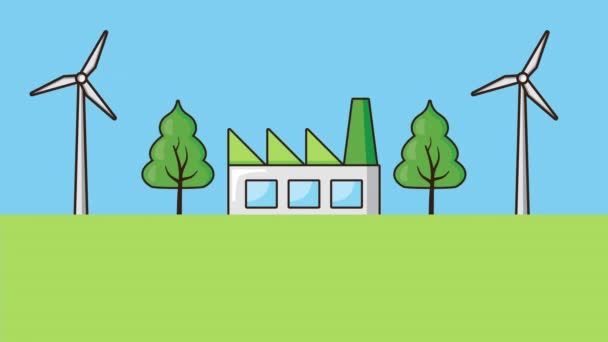 Ekologická environmentální animace se zemským charakterem a výrobou energie — Stock video