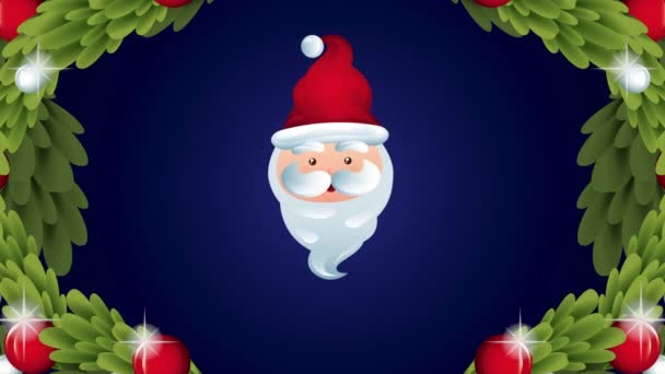 joyeuse animation de Noël avec tête et couronne de Père Noël 