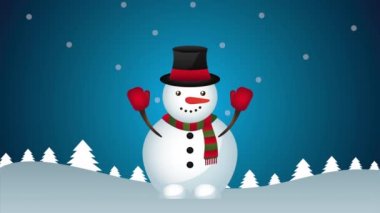 Kardan adam karakteriyle mutlu noel animasyonları