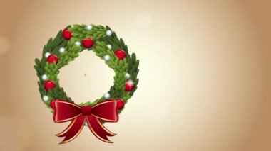 Mutlu noel animasyonları Noel Baba 'nın başı ve çelengi