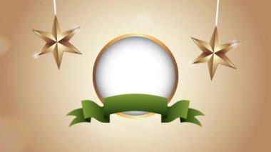 Mutlu noel animasyonları Altın yıldızlar asılı