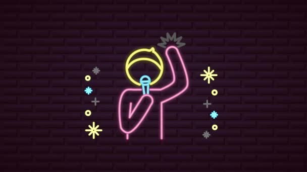 Mur avec étiquette karaoké lumière néon — Video