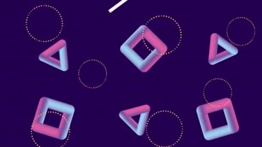 mavi arkaplan canlandırmasında renk çizgileri ve geometrik şekiller