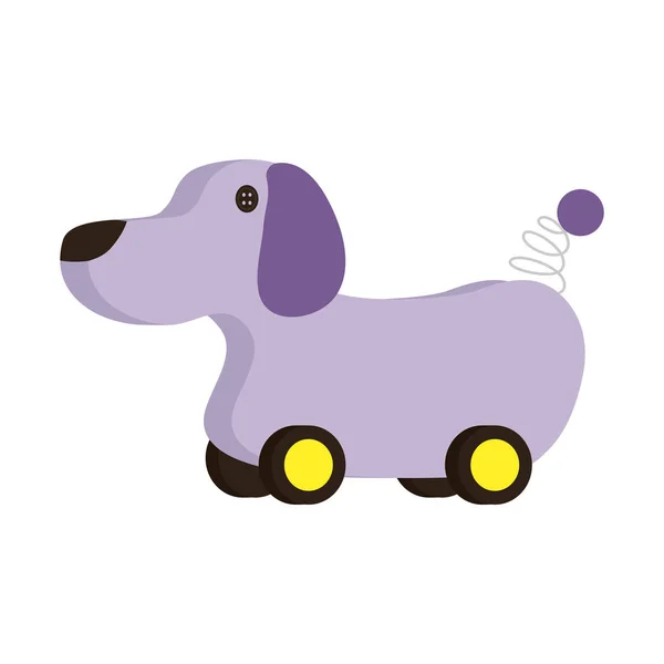Tekerlekli şirin köpek bebek oyuncağı — Stok Vektör