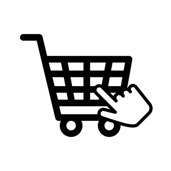 Comercio carrito de compras con ratón puntero de mano — Vector de stock