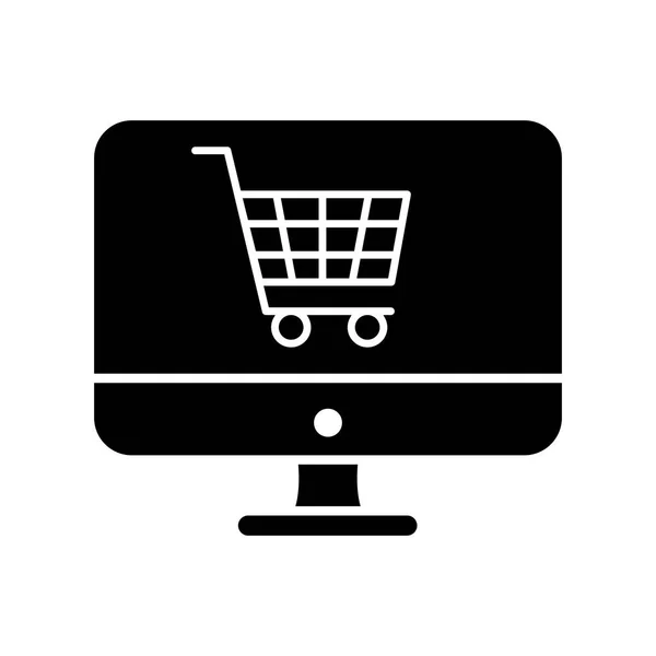 Carrinho de compras comércio em desktop — Vetor de Stock