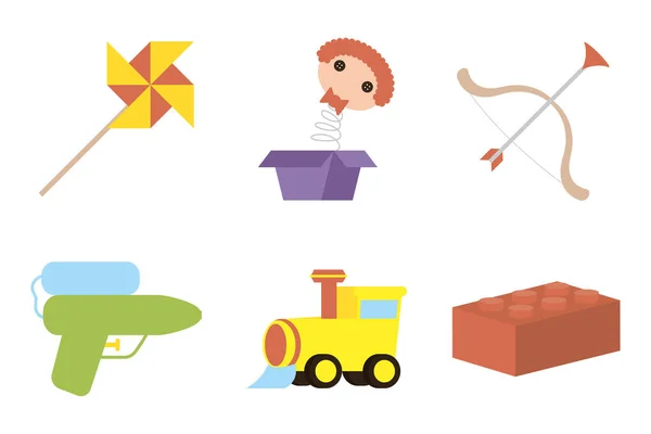 Paquete de juguetes de bebé conjunto de iconos — Archivo Imágenes Vectoriales