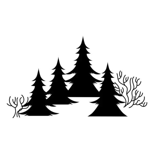 Pines trees forest winter scene — Stock Vector