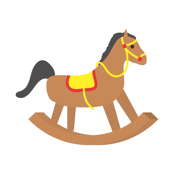 Wooden horse cute baby toy isolated icon — Stok Vektör