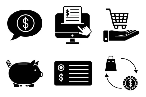 Bundle of money and commerce icons — Stock Vector