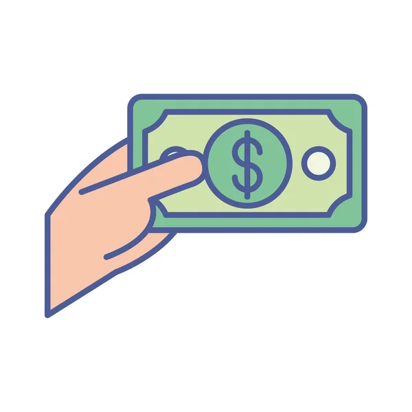 Hand with bill money dollar — Stock Vector