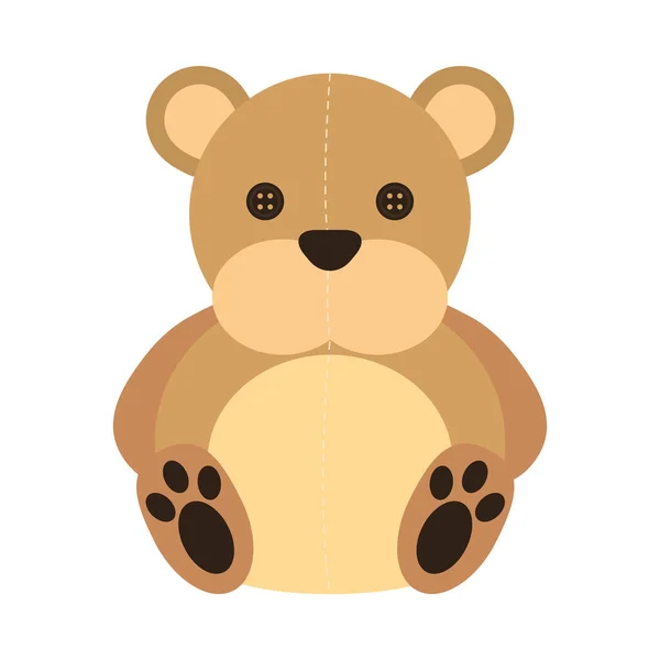 Cute baby bear teddy toy isolated icon — Stok Vektör