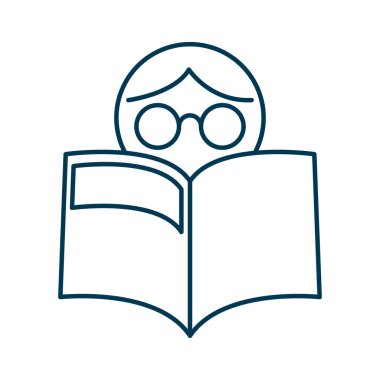 student reading text book character