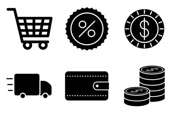 Bundle of money and commerce icons — Stock Vector