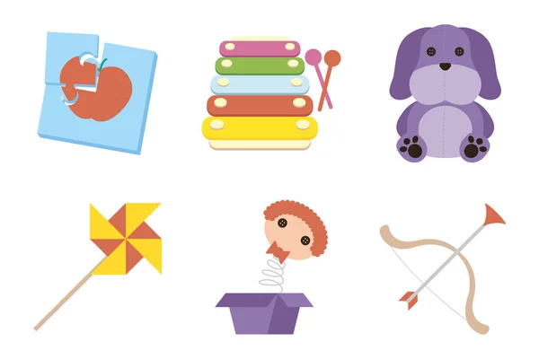 Bundle of baby toys set icons — Stock Vector