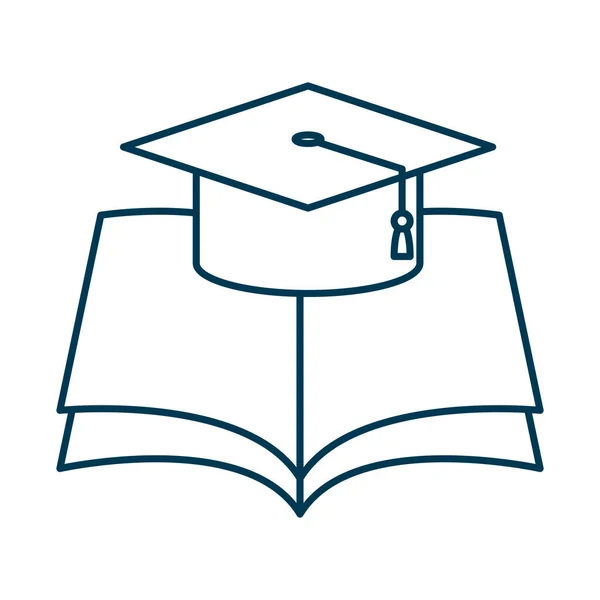 Sombrero de graduación con libro de texto — Vector de stock