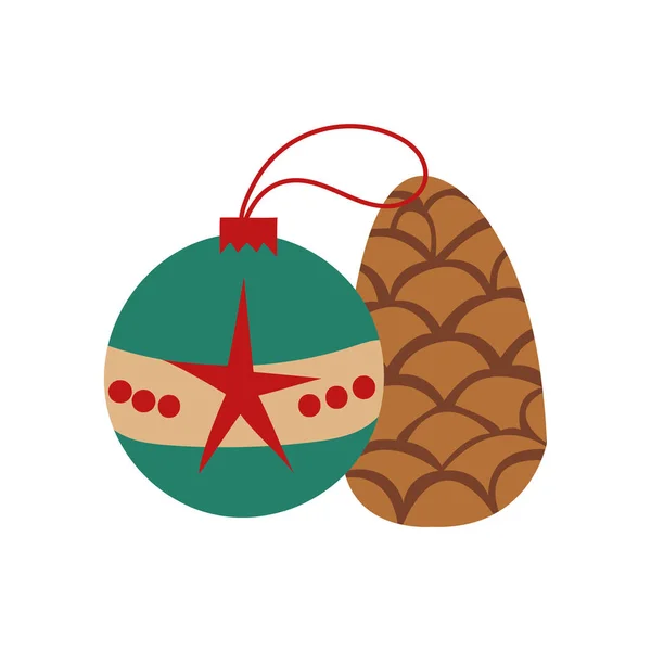 Bola de Natal pendurado ícone decorativo —  Vetores de Stock