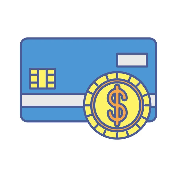 Kreditkort pengar med mynt — Stock vektor