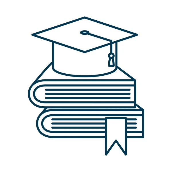 Chapeau de graduation dans les manuels pile — Image vectorielle