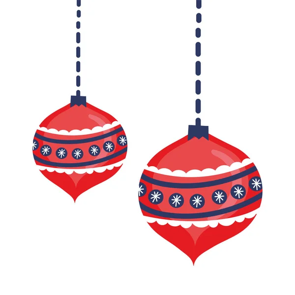 Bolas de Natal pendurado ícones decorativos — Vetor de Stock