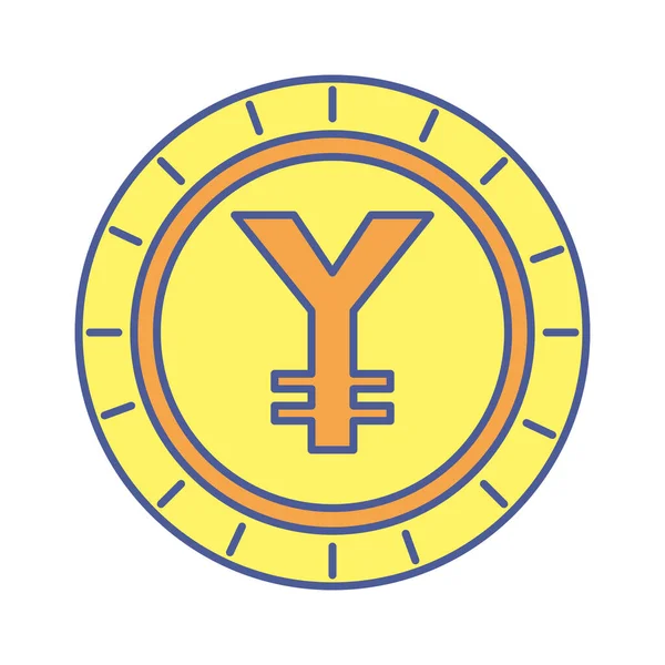 Νόμισμα νόμισμα yen μεμονωμένο εικονίδιο — Διανυσματικό Αρχείο