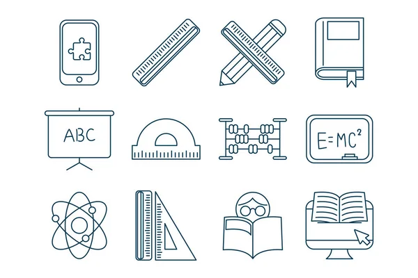 Bundle of graduation and elearning icons — Stock Vector