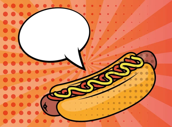 Hot dog fast food pop art style — Stock Vector