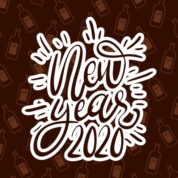 Feliz año nuevo 2020 lettering celebración — Archivo Imágenes Vectoriales