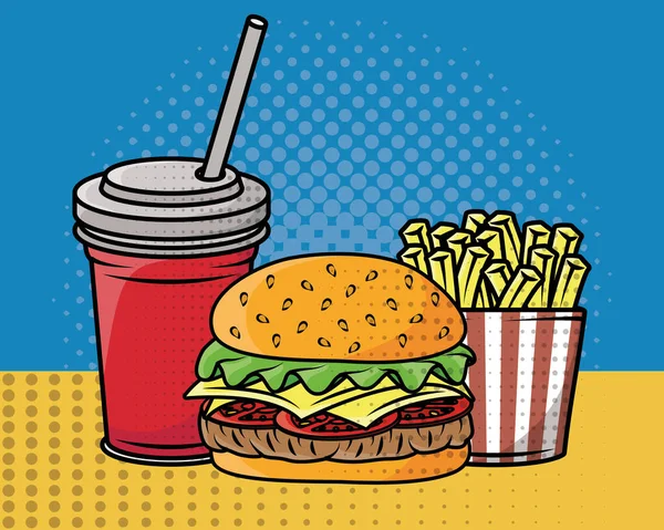 Fast Food Pop Art Stil — Stockvektor