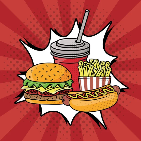 Fast food pop art stílus — Stock Vector