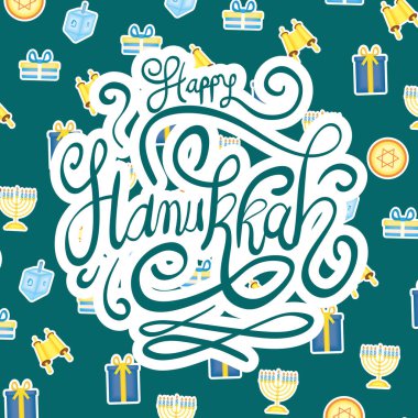 Mutlu Hanuka kutlamaları, simge desenli harfler.