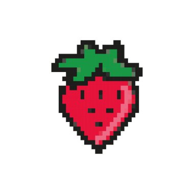 Çilek meyvesi 8 bit pikselleştirilmiş biçim simgesi