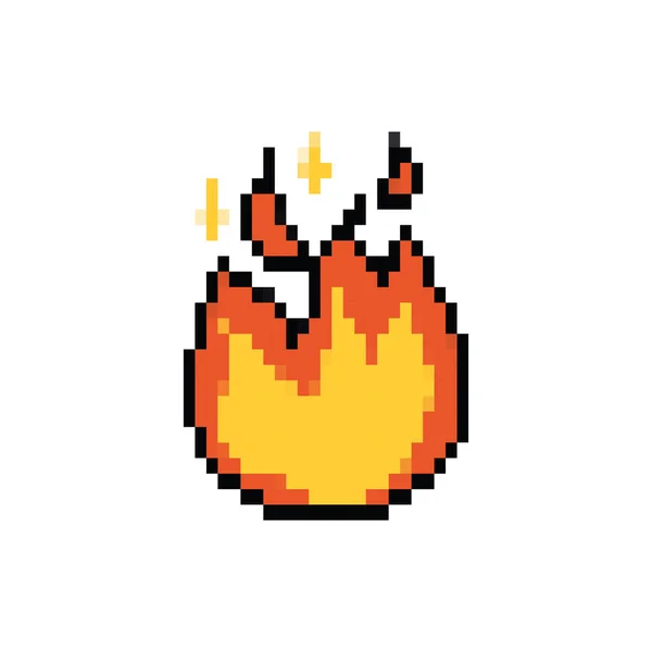 Fuego llama 8 bits pixelado icono de estilo — Archivo Imágenes Vectoriales