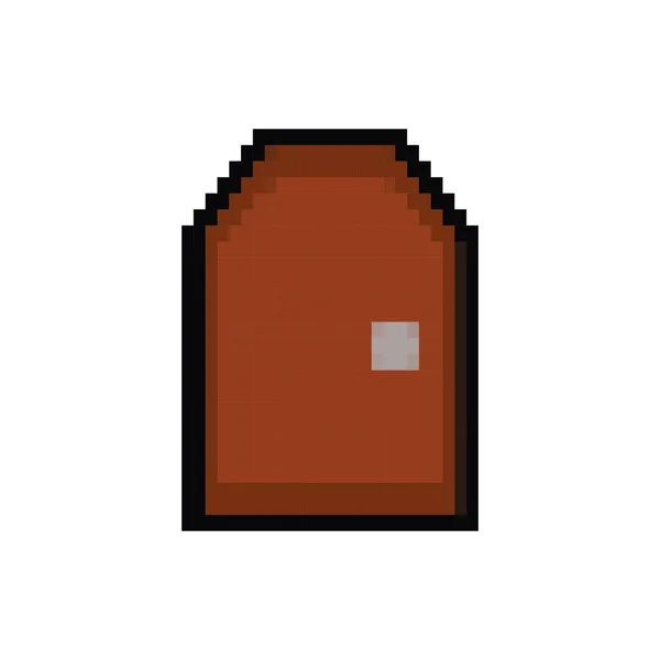 Porta in legno 8 bit icona in stile pixelato — Vettoriale Stock