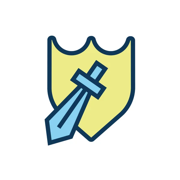 Escudo y espada niño juguete relleno estilo icono — Vector de stock