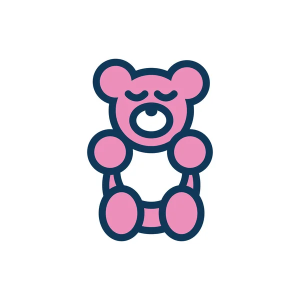 Urso de pelúcia criança brinquedo ícone estilo de preenchimento —  Vetores de Stock