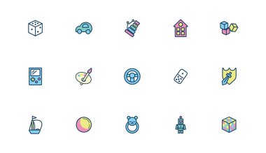 Çocuk oyuncakları dizisi simgeleri doldurma biçimi