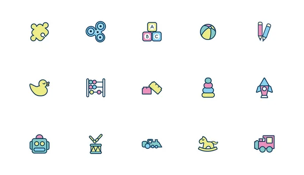 Bundle of child toys set icons fill style — Stock Vector