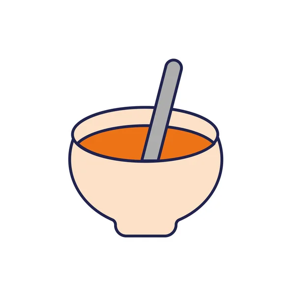 Керамическое блюдо с ложкой и кормом — стоковый вектор
