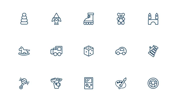 Bundel van speelgoed set pictogrammen lijn stijl — Stockvector