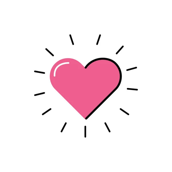 Srdce láska plochý styl ikona — Stockový vektor