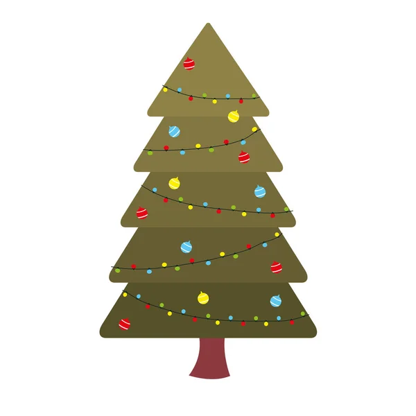 Christmas pine tree with balls hanging — Stock Vector