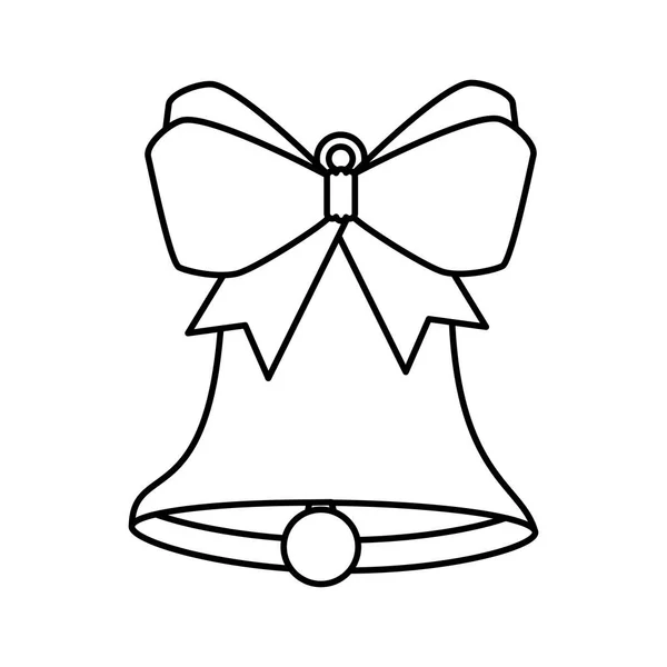 Zvonek vánoční dekorace s mašlí ve stylu ikony — Stockový vektor