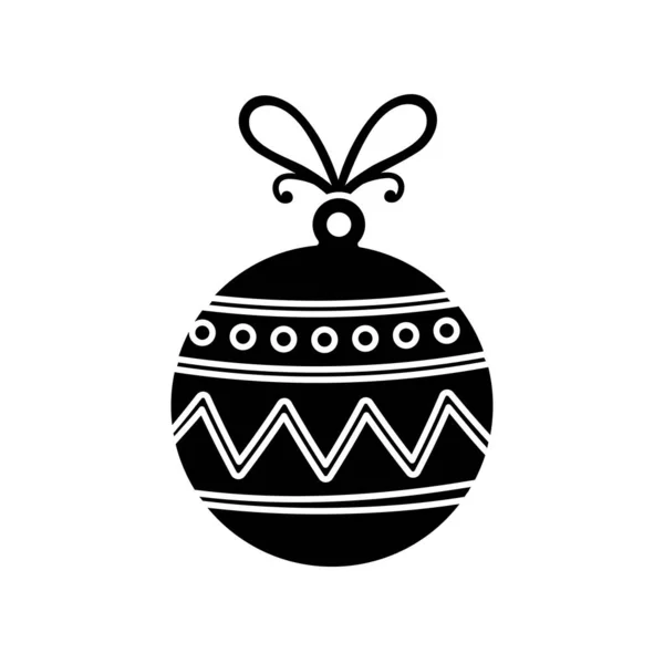 Silueta de la bola decoración de Navidad icono aislado — Vector de stock