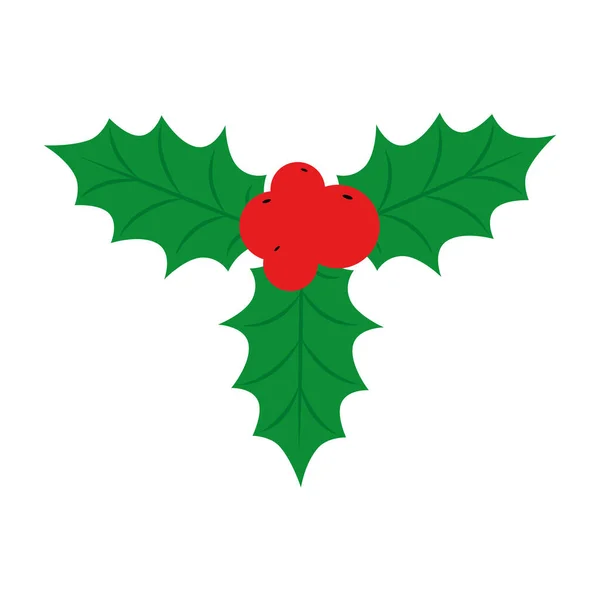 Levelek maggal dekoráció karácsonyi izolált ikon — Stock Vector